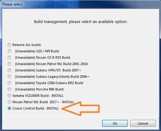 File → Build Management — install the Cruise Control build.