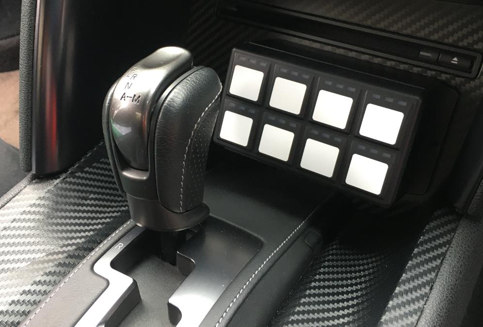Figure 1.0 — Example of an Emtron 8 Button CAN Keypad fitment to a GTR R35.