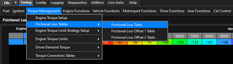 Screenshot 1: Frictional Loss Tables