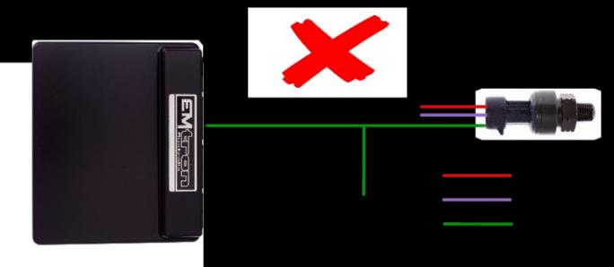 Incorrect — do not daisy-chain the 0V Reference or tie it to the main ECU/engine ground.