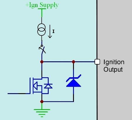 Logic-level ignition output driver — open collector with active current source for ignitor control.