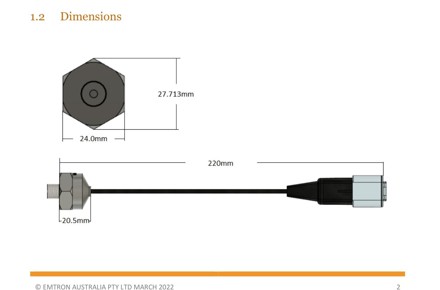300psi Pressure Sensor dimensions.