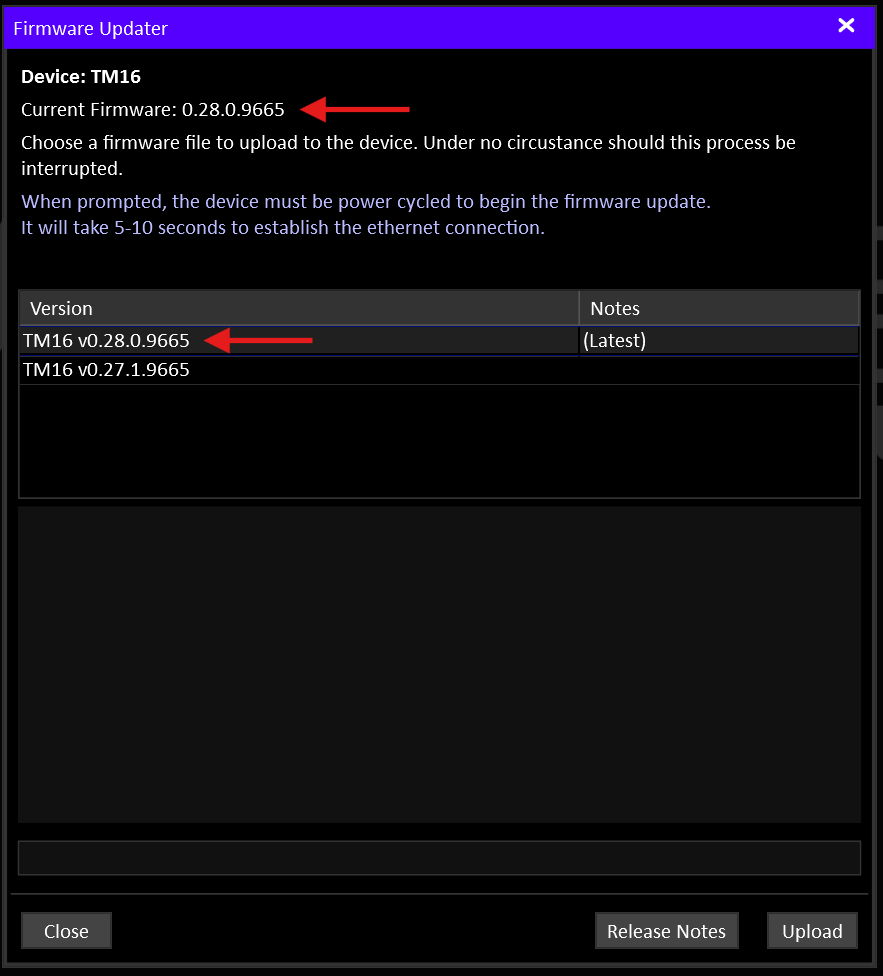 Firmware Update Window