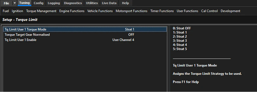 Screenshot 2: Torque Limit Setup